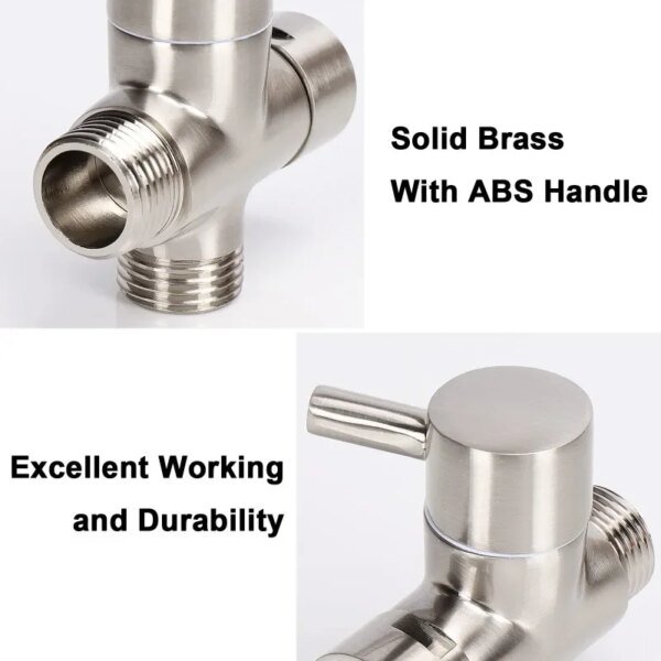 Brass 3-Way Diverter Valve G1/2" Water Separator Shower Arm Tee Adapter Faucet Cartridges for Hand Shower and Fixed Shower Head - Image 4