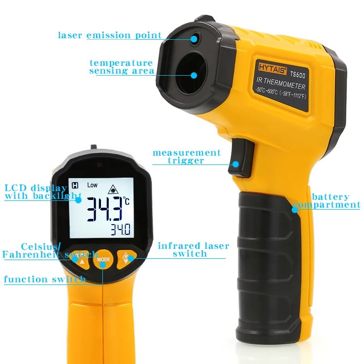 TS600 Infrared Non-Contact HYTAIS Thermometer Handheld Industrial High-Precision Electronic Temperature Gauge TS600