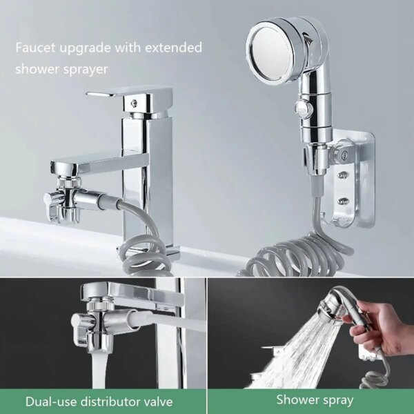 3 Mode Bidet Faucet External Shower Head Bathroom Kitchen Basin Tap Adapter Splitter Set Water Diversion Shower for Beauty Salon - Image 3