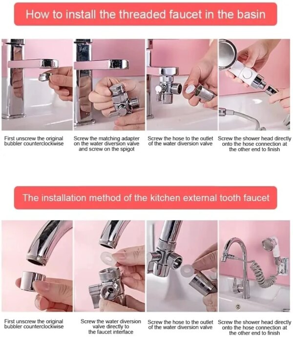 3 Mode Bidet Faucet External Shower Head Bathroom Kitchen Basin Tap Adapter Splitter Set Water Diversion Shower for Beauty Salon - Image 6