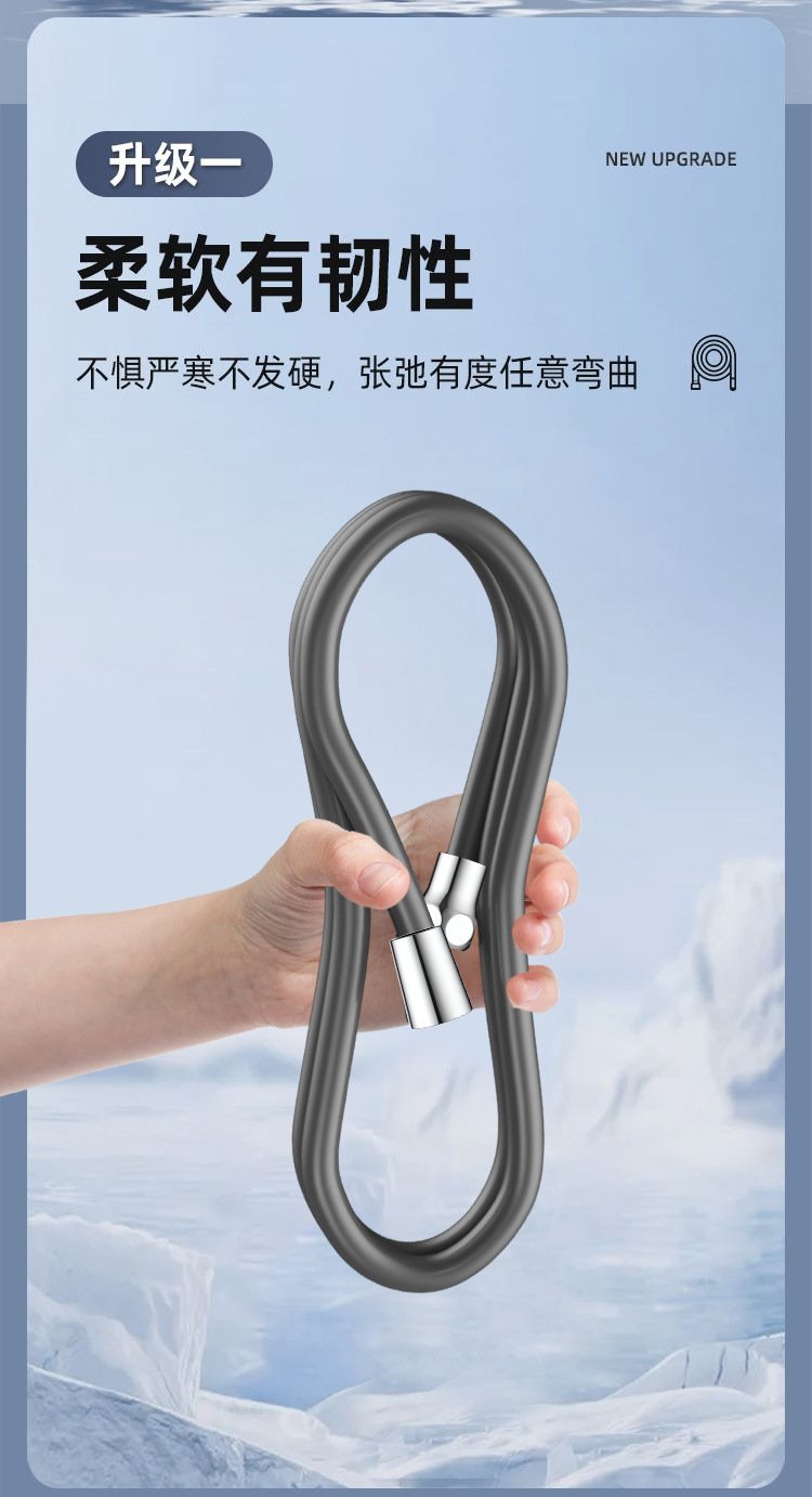 New 1.5/2/3M Silicone Shower Head Hose Flexible Anti-Winding Pipe High Pressure Powerful Shower Tube Bathroom Faucte Accessories