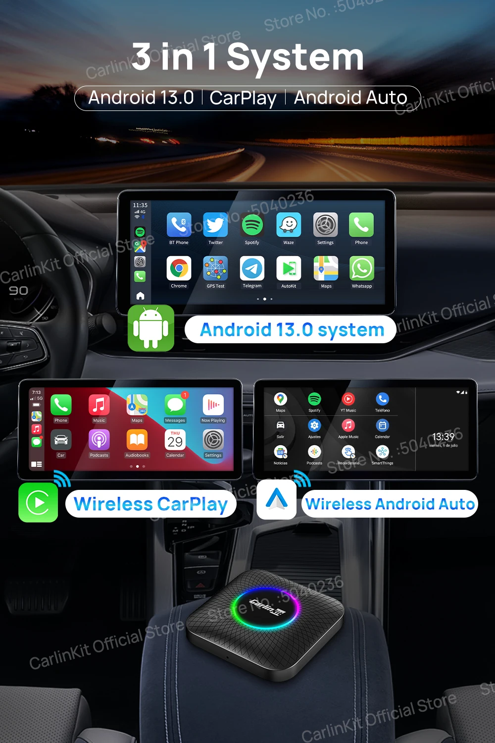 2025 CarlinKit CarPlay AI Box Android 13.0 SM6225 QCM6125 Android Auto Wireless CarPlay Adapter 2.4+5GGPS 64G 128G FOTA Upgrade 2025 CarlinKit CarPlay AI Box Android 13.0 SM6225 QCM6125 Android Auto Wireless CarPlay Adapter 2.4+5GGPS 64G 128G FOTA Upgrade