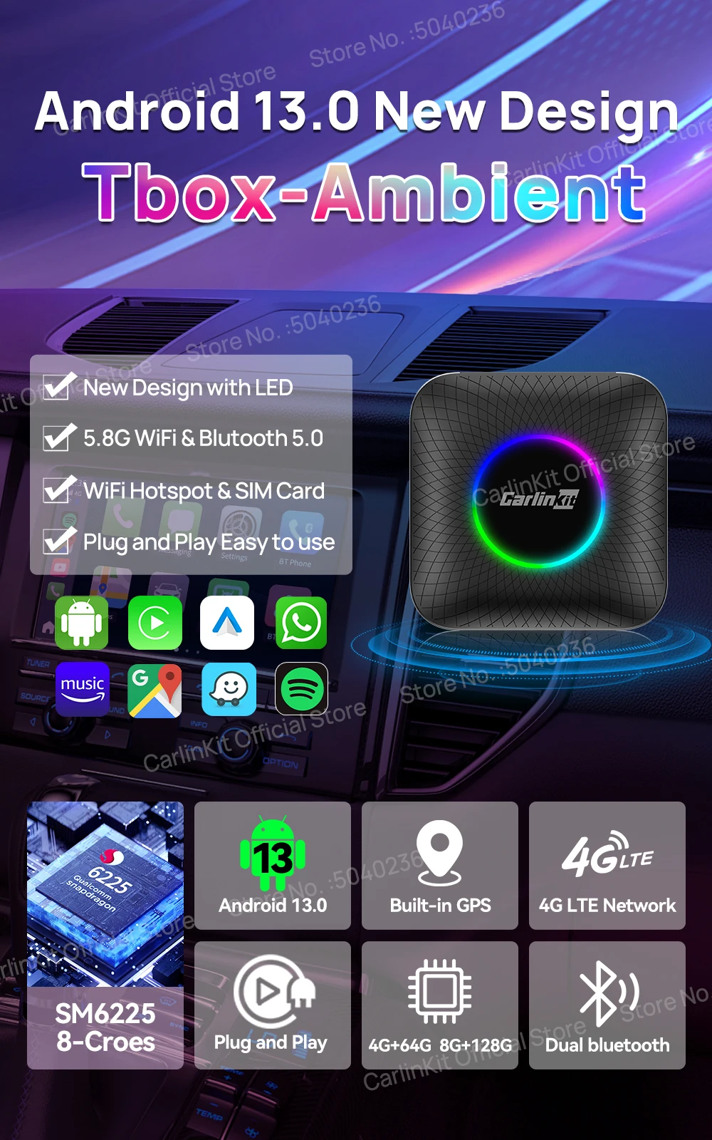 2025 CarlinKit CarPlay AI Box Android 13.0 SM6225 QCM6125 Android Auto Wireless CarPlay Adapter 2.4+5GGPS 64G 128G FOTA Upgrade 2025 CarlinKit CarPlay AI Box Android 13.0 SM6225 QCM6125 Android Auto Wireless CarPlay Adapter 2.4+5GGPS 64G 128G FOTA Upgrade