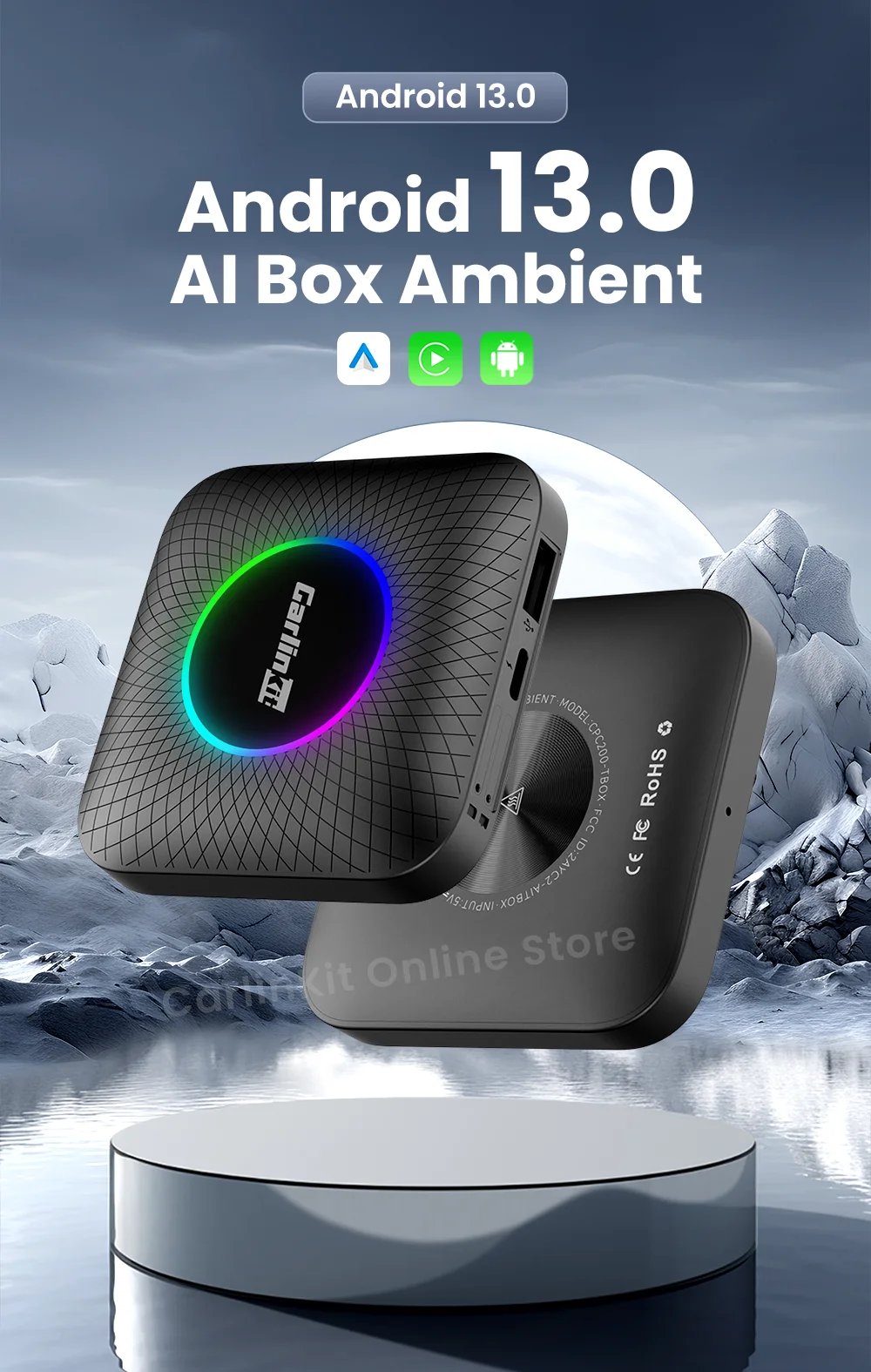 Carlinkit Tv Box SDM660 Qualcomm 8 Core Android 13 CarPlay Android Auto Wireless Adapter Support Online Video USB-A Port Youtube