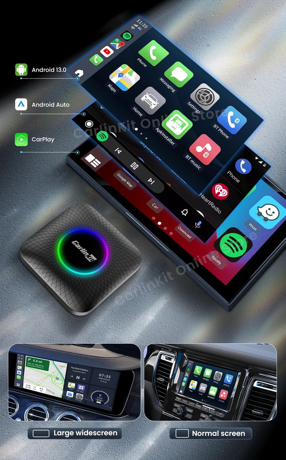 Carlinkit Tv Box SDM660 Qualcomm 8 Core Android 13 CarPlay Android Auto Wireless Adapter Support Online Video USB-A Port Youtube