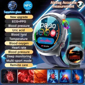 Health Nursing grade SmartWatch NFC Airbag type Smart Watch Air Pump Blood Pressure ECG Blood Oxygen Watches Sapphire Glass Call
