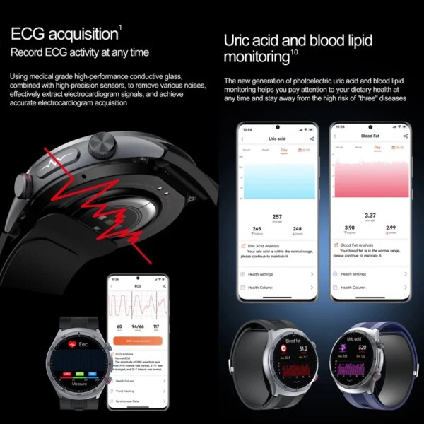 Health Nursing grade SmartWatch NFC Airbag type Smart Watch Air Pump Blood Pressure ECG Blood Oxygen Watches Sapphire Glass Call - Image 4