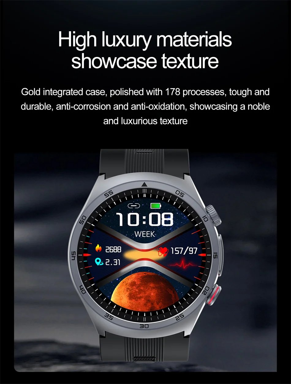 Health Nursing grade SmartWatch NFC Airbag type Smart Watch Air Pump Blood Pressure ECG Blood Oxygen Watches Sapphire Glass Call