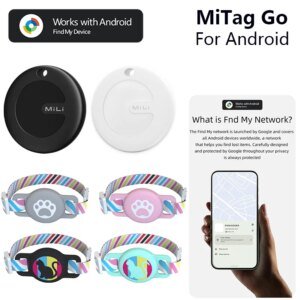 MiLi Tag Smart Gps Tracker for Cats Dogs Pets Locator Waterproof Gps Tracker Collar Work for Google Find My Android Tracking