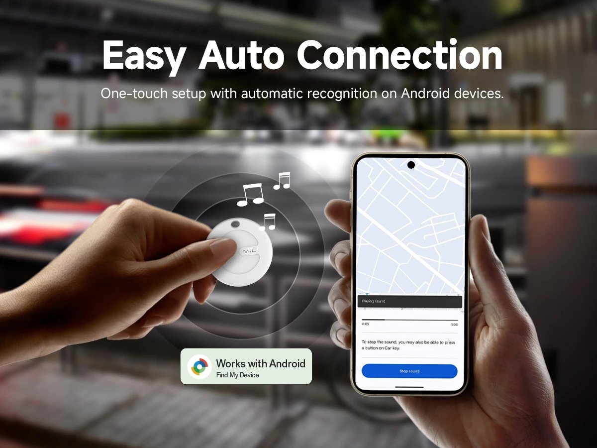 MiLi Tag Smart Gps Tracker for Cats Dogs Pets Locator Waterproof Gps Tracker Collar Work for Google Find My Android Tracking