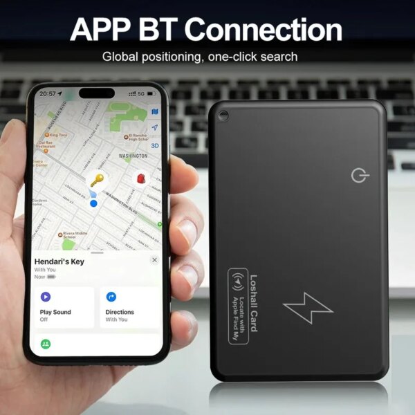 New Wireless Bluetooth Charging Tracking Location Wallet Tracker Card Waterproof GPS Locator Tracker Work for Apple Find My App - Image 3