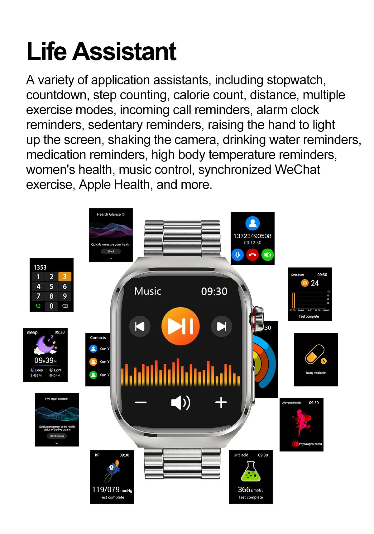 2025 New ECG+PPG Accurate Measure Heart Rate Smart Watch Men Blood Pressure Lipids Uric Acid Bluetooth Call Health Smartwatches