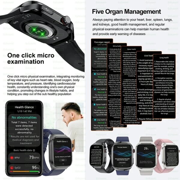 2025 New ECG+PPG Accurate Measure Heart Rate Smart Watch Men Blood Pressure Lipids Uric Acid Bluetooth Call Health Smartwatches - Image 4