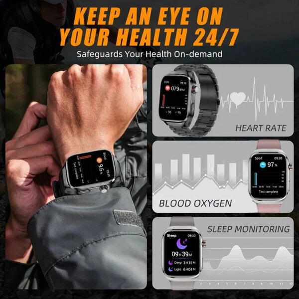 2025 New ECG+PPG Accurate Measure Heart Rate Smart Watch Men Blood Pressure Lipids Uric Acid Bluetooth Call Health Smartwatches - Image 5