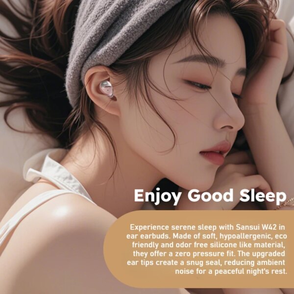 Sansui W42 Sleeping Earbuds Noise Canceling Ture Wireless Bluetooth 5.4 Earphone IPX4 Waterproof Bluetooth Headphone ENC HD Call - Image 3