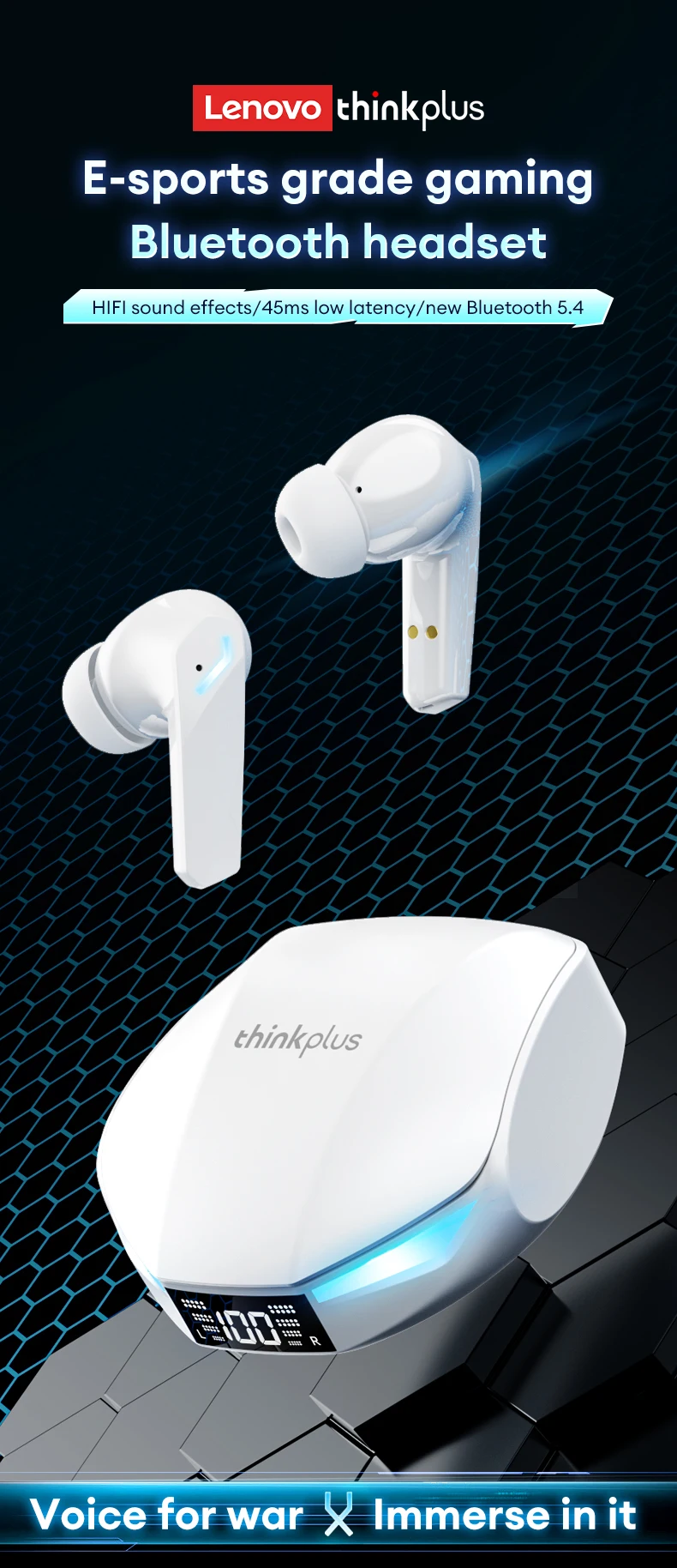 Lenovo GM2 PRO MAX Bluetooth 5.4 Wireless Earphones LED Digital Display Waterproof Sport Earbuds Noise Cancelling Gaming Headset Lenovo GM2 PRO MAX Bluetooth 5.4 Wireless Earphones LED Digital Display Waterproof Sport Earbuds Noise Cancelling Gaming Headset