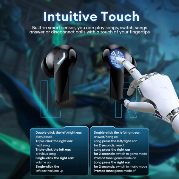 Lenovo GM2 PRO MAX Bluetooth 5.4 Wireless Earphones LED Digital Display Waterproof Sport Earbuds Noise Cancelling Gaming Headset - Image 6