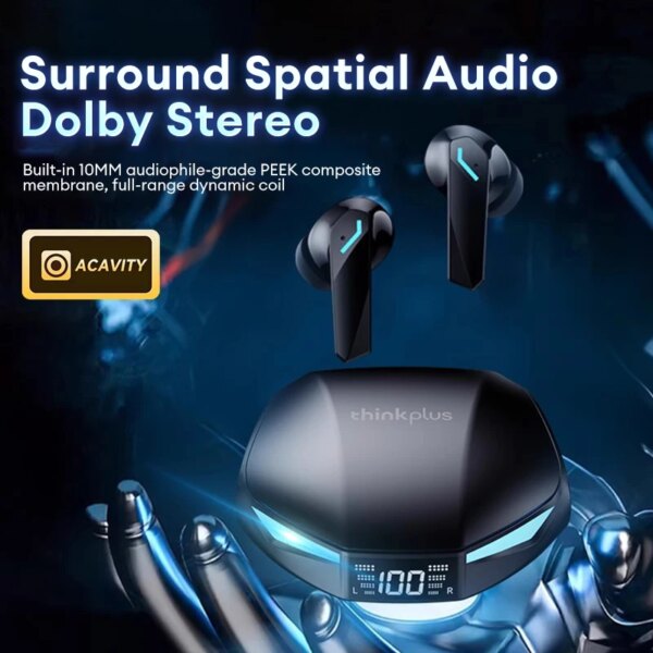 Lenovo GM2 PRO MAX Bluetooth 5.4 Wireless Earphones LED Digital Display Waterproof Sport Earbuds Noise Cancelling Gaming Headset - Image 2
