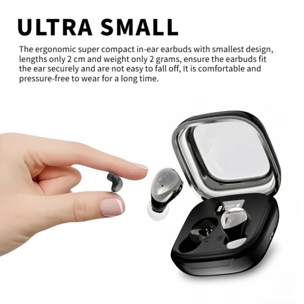 Sansui Sleep Invisible Earbuds Bluetooth 5.4 Mini Wireless Earphones ENC Noise Reduction HiFi Stereo Small Bluetooth Headset - Image 2