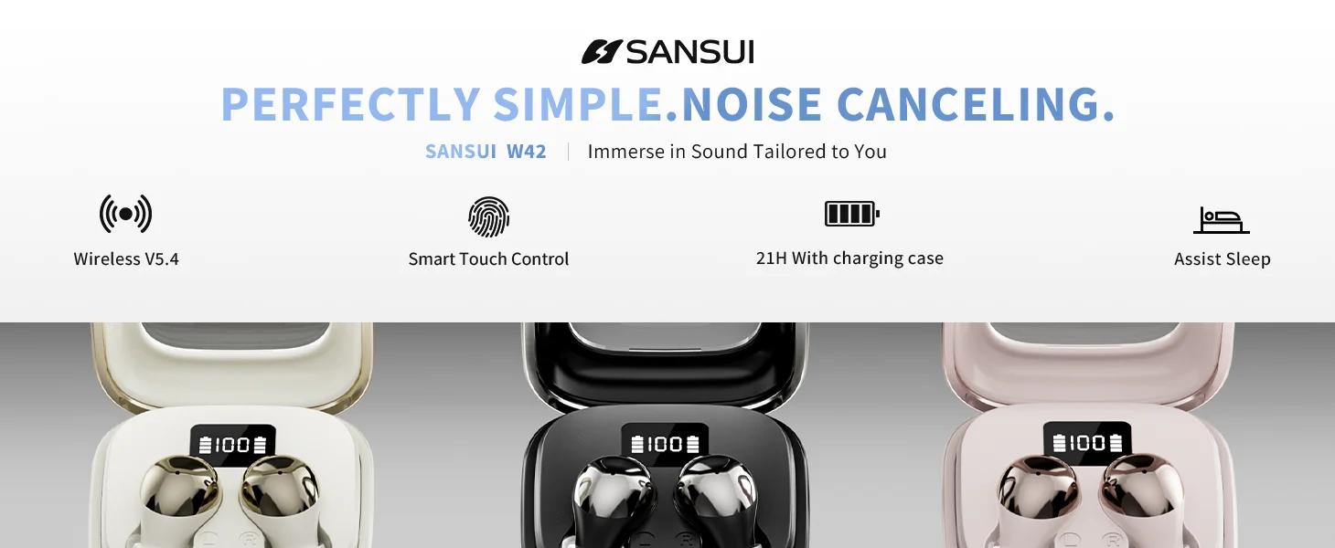 Sansui Sleep Invisible Earbuds Bluetooth 5.4 Mini Wireless Earphones ENC Noise Reduction HiFi Stereo Small Bluetooth Headset Sansui Sleep Invisible Earbuds Bluetooth 5.4 Mini Wireless Earphones ENC Noise Reduction HiFi Stereo Small Bluetooth Headset