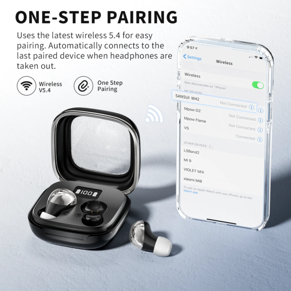 Sansui Sleep Invisible Earbuds Bluetooth 5.4 Mini Wireless Earphones ENC Noise Reduction HiFi Stereo Small Bluetooth Headset - Image 6