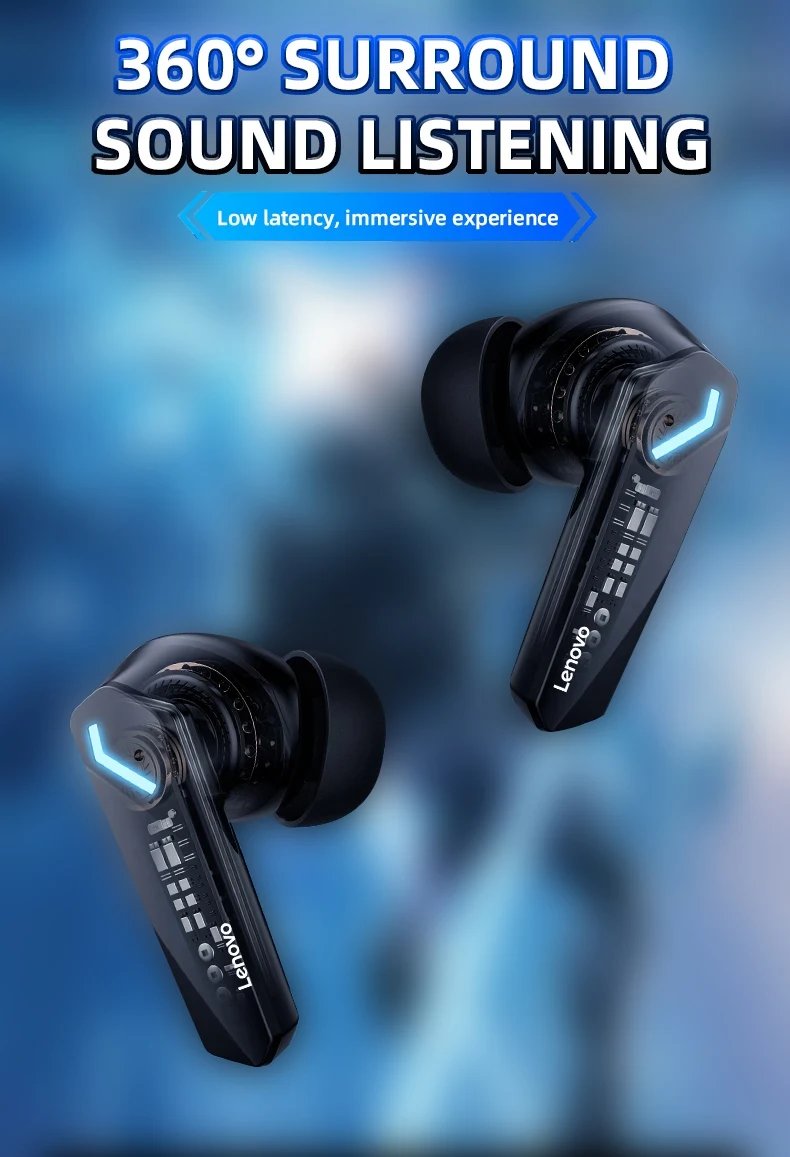 Original Lenovo GM2 Pro Gaming Earphone Bluetooth Wireless Dual Mode Earbuds Low Latency Headphones HD Call Headset With Mic New