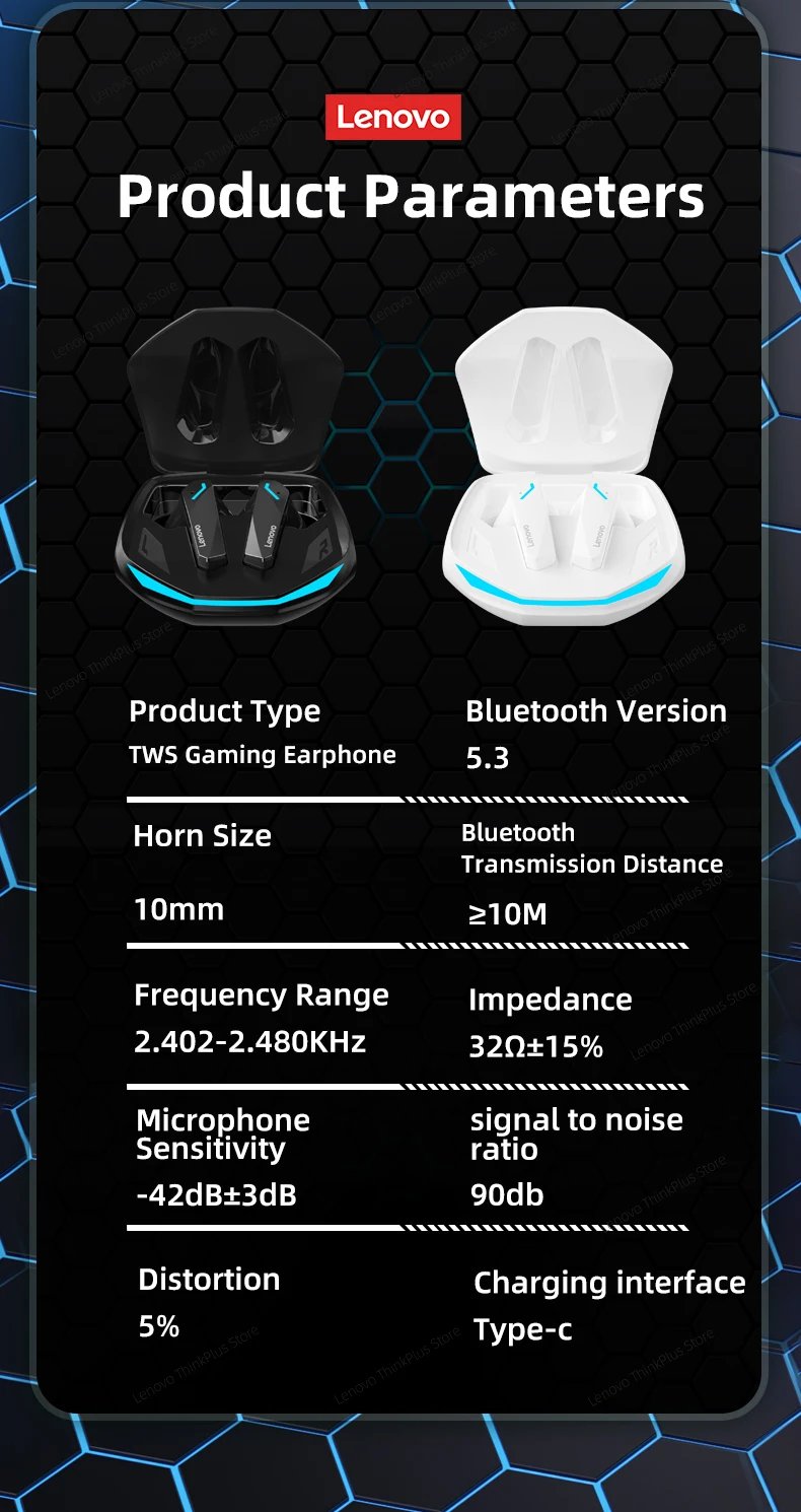 Original Lenovo GM2 Pro Gaming Earphone Bluetooth Wireless Dual Mode Earbuds Low Latency Headphones HD Call Headset With Mic New