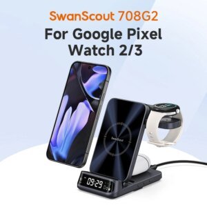 SwanScout 708G2 Wireless Charger For Google Pixel 9 Pro Fold for Fitbit Versa 4 3 Sense 2 for Pixel Watch 3 2 for Pixel Buds Pro