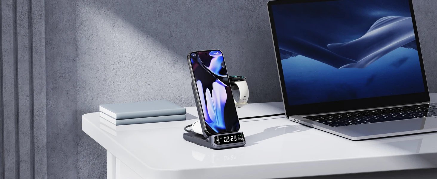 SwanScout 708G2 Wireless Charger For Google Pixel 9 Pro Fold for Fitbit Versa 4 3 Sense 2 for Pixel Watch 3 2 for Pixel Buds Pro