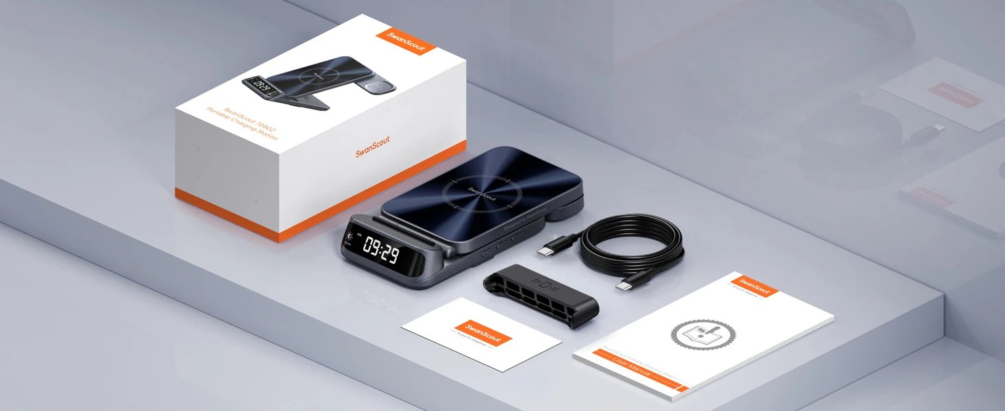 SwanScout 708G2 Wireless Charger For Google Pixel 9 Pro Fold for Fitbit Versa 4 3 Sense 2 for Pixel Watch 3 2 for Pixel Buds Pro