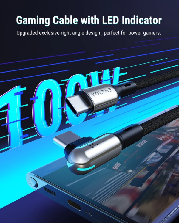 VOLTME 100W USB C to USB C Charger Cable Nylon Braided USB-C Cord PD Type C Fast Charging Cable for iPhone 15 Pro Samsung Galaxy - Image 2
