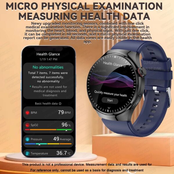 2025 New Uric acid monitoring Smart Watch ECG+PPG Blood lipids Blood pressure HD Sapphire BT Call Micro examination Smartwatches - Image 5