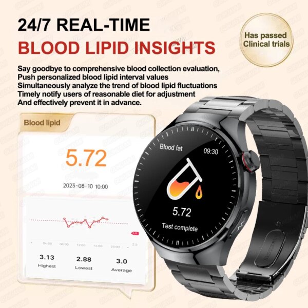 2025 New Uric acid monitoring Smart Watch ECG+PPG Blood lipids Blood pressure HD Sapphire BT Call Micro examination Smartwatches - Image 2