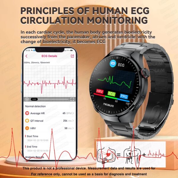 2025 New Uric acid monitoring Smart Watch ECG+PPG Blood lipids Blood pressure HD Sapphire BT Call Micro examination Smartwatches - Image 3