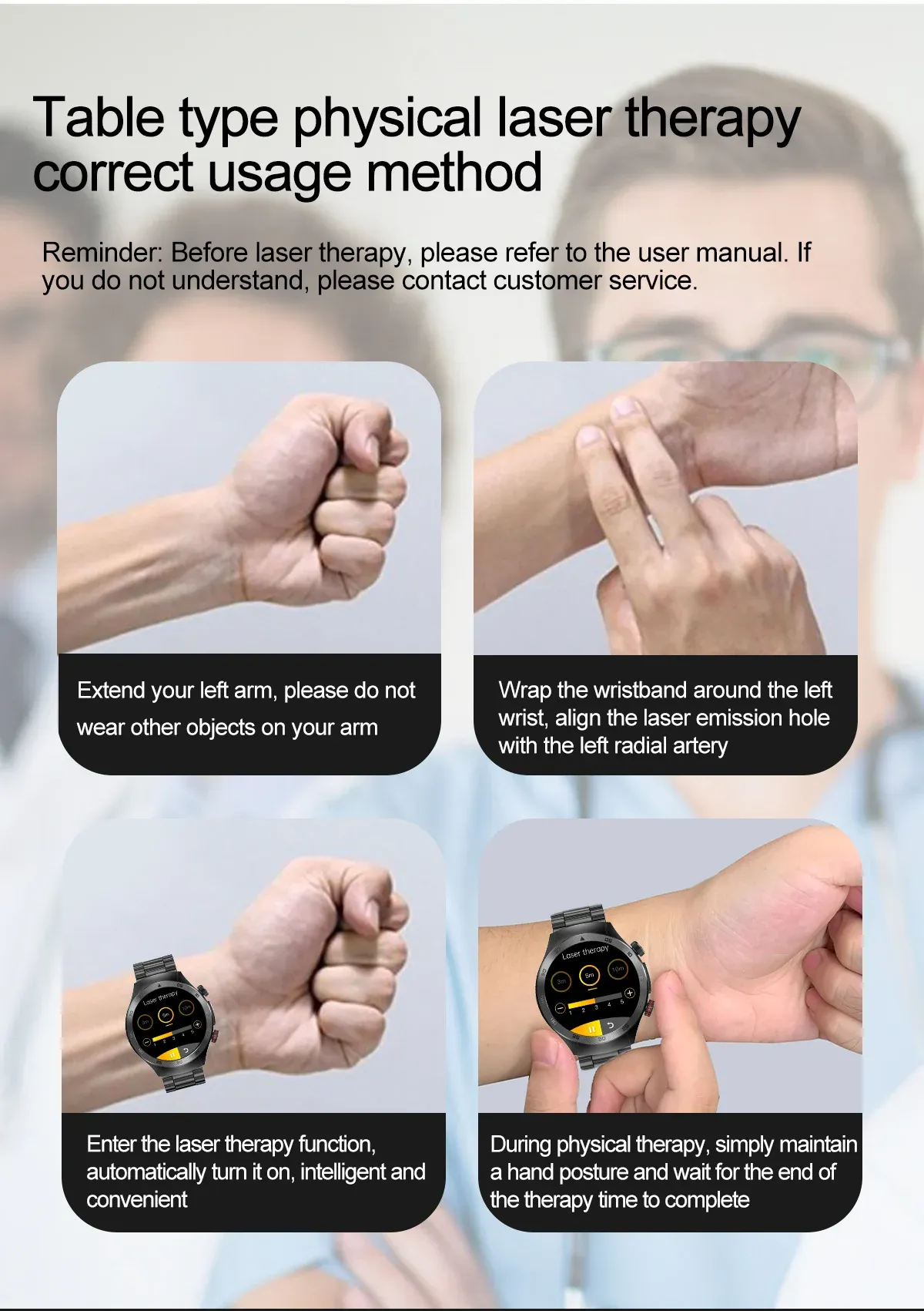 For XIAOMI IOS 650nm Laser Therapy Health Smart Watch Men ECG+PPG Blood Lipids Uric Acid Heart Rate Fitness Tracking Smartwatch