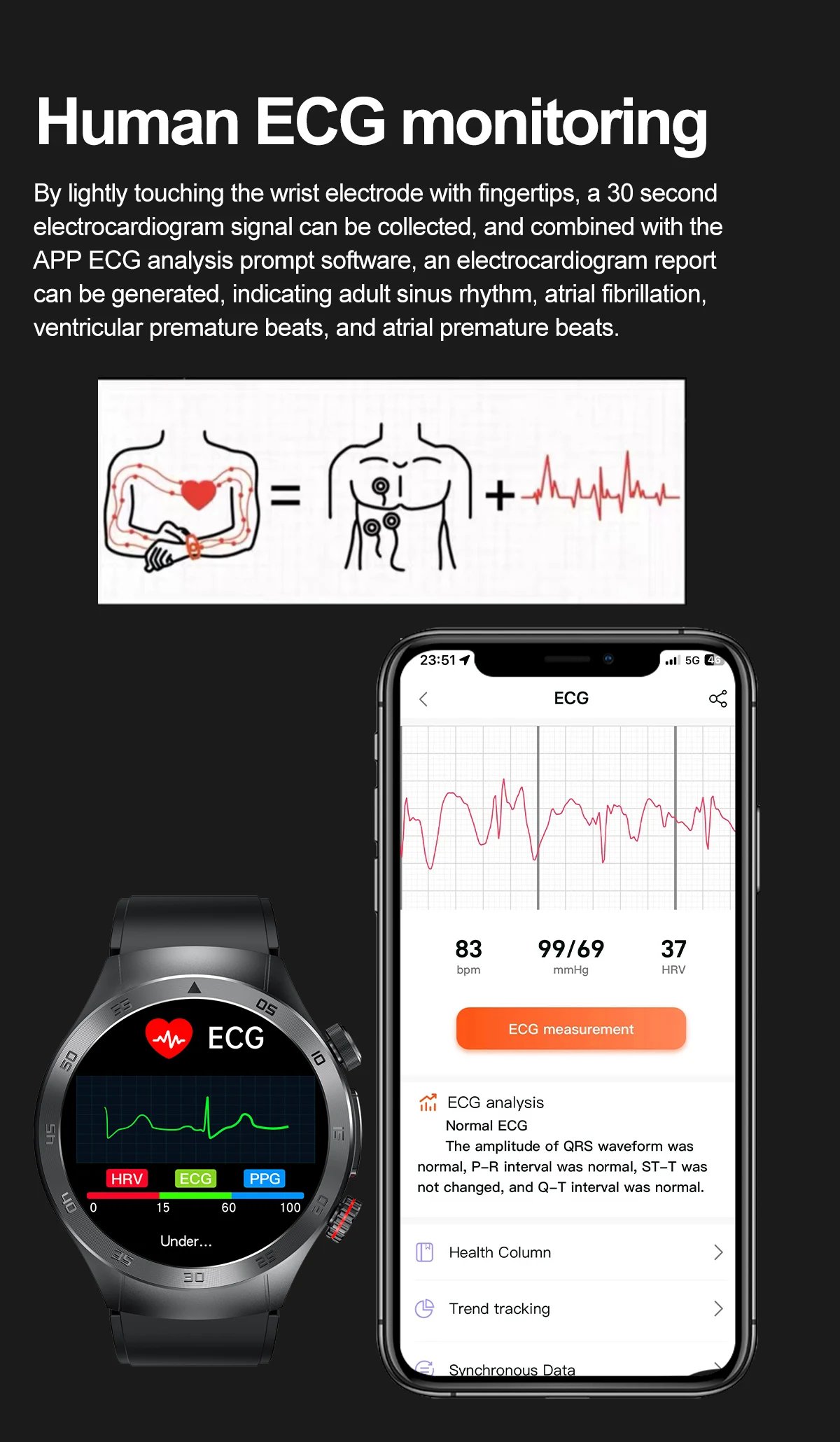 For XIAOMI IOS 650nm Laser Therapy Health Smart Watch Men ECG+PPG Blood Lipids Uric Acid Heart Rate Fitness Tracking Smartwatch
