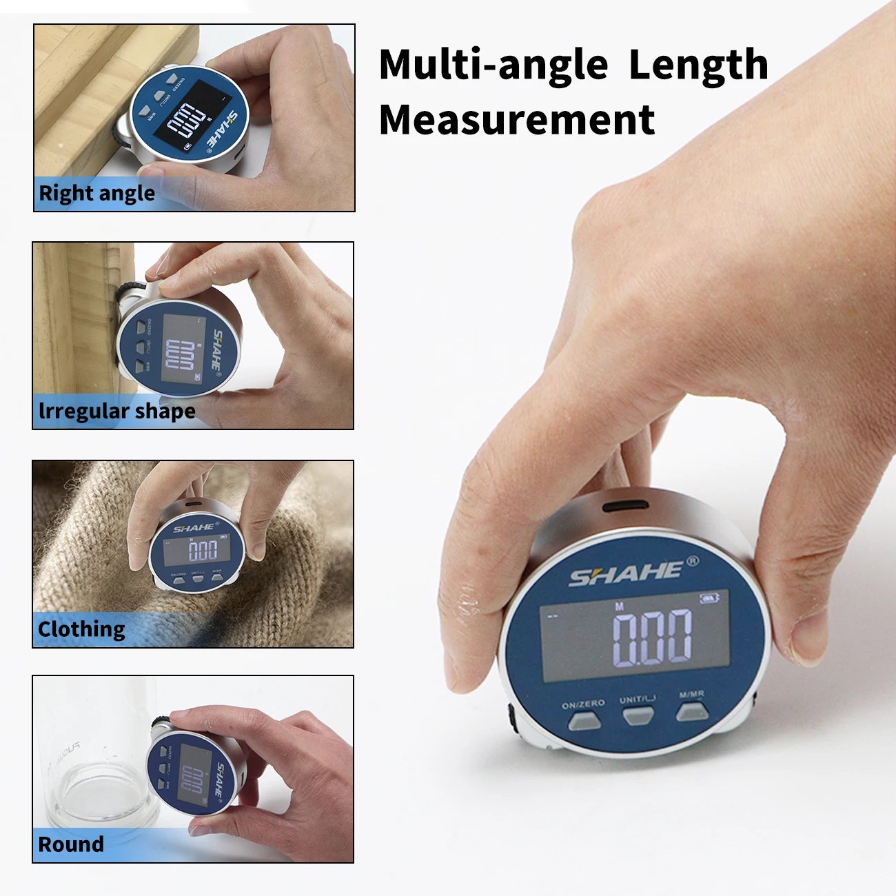 SHAHE Electronic Ruler LCD Display High Accuracy Handheld Length Measuring Tool Long Standby Rechargeable Digital Measuring Tape