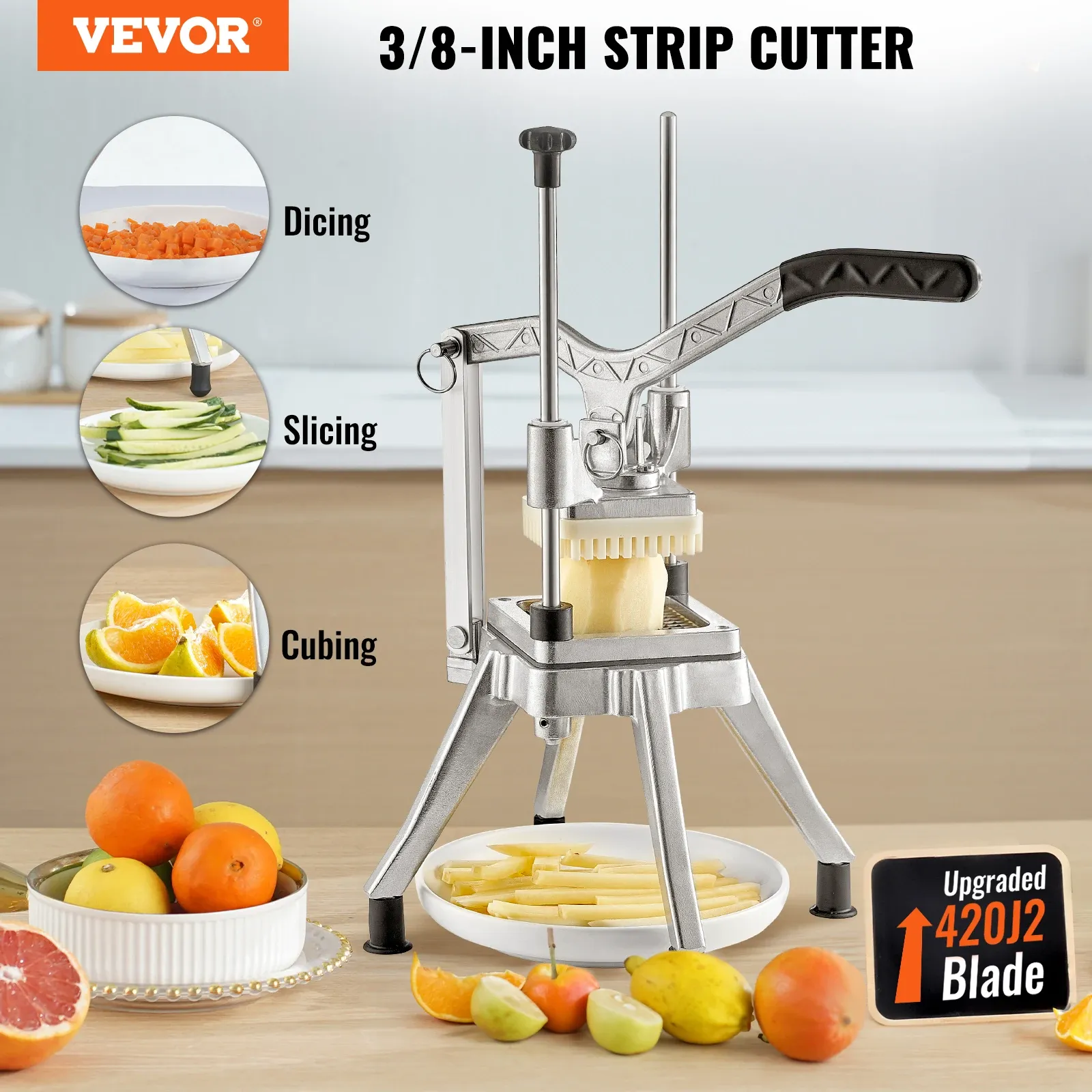 VEVOR Commercial Vegetable Fruit Heavy Duty Professional Food Dicer Kattex French Fry Cutter Onion Slicer Stainless Steel - Image 2