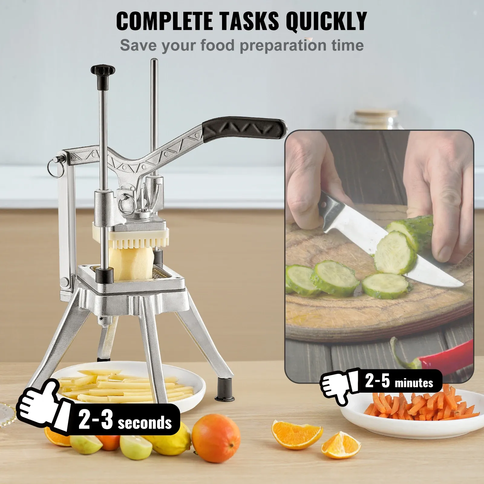 VEVOR Commercial Vegetable Fruit Heavy Duty Professional Food Dicer Kattex French Fry Cutter Onion Slicer Stainless Steel - Image 3