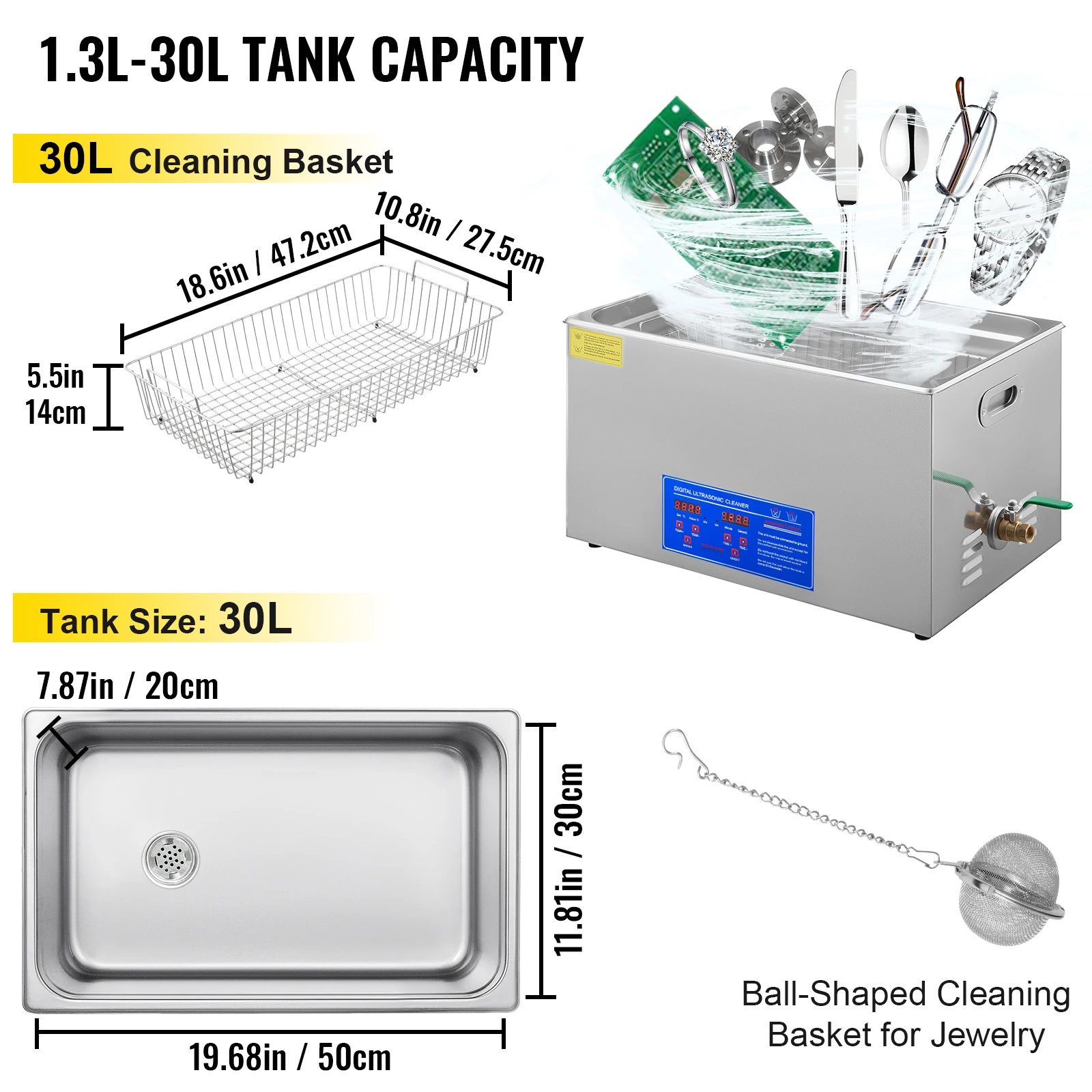 VEVOR 1.3L 2L 3L 6L 10L 15L 22L 30L Ultrasonic Cleaner Lave-Dishes Portable Washing Machine Diswasher Ultrasound Home Appliances VEVOR 1.3L 2L 3L 6L 10L 15L 22L 30L Ultrasonic Cleaner Lave-Dishes Portable Washing Machine Diswasher Ultrasound Home Appliances