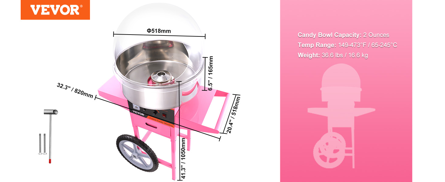 VEVOR Electric Cotton Candy Machine Commercial Floss Maker with Stainless Steel Bowl Sugar Scoop and Drawer for Birthday Party VEVOR Electric Cotton Candy Machine Commercial Floss Maker with Stainless Steel Bowl Sugar Scoop and Drawer for Birthday Party