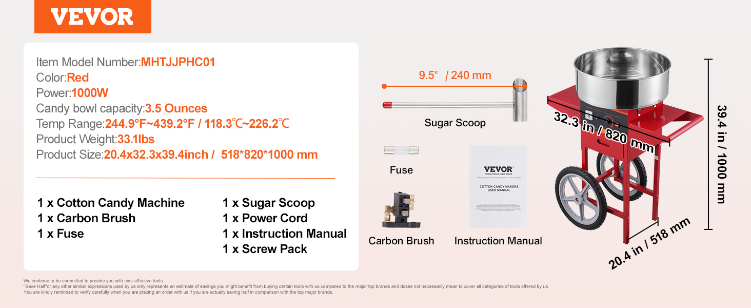 VEVOR Electric Cotton Candy Machine Commercial Floss Maker with Stainless Steel Bowl Sugar Scoop and Drawer for Birthday Party VEVOR Electric Cotton Candy Machine Commercial Floss Maker with Stainless Steel Bowl Sugar Scoop and Drawer for Birthday Party