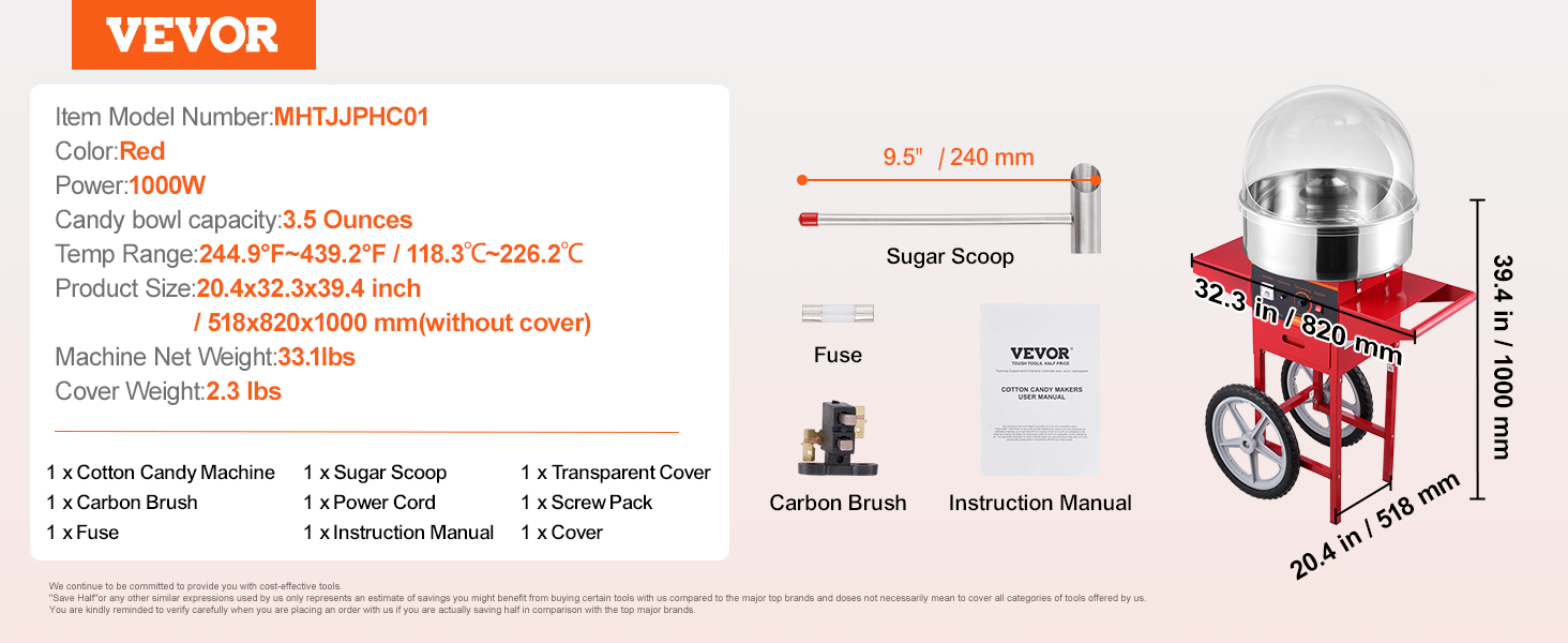 VEVOR Electric Cotton Candy Machine Commercial Floss Maker with Stainless Steel Bowl Sugar Scoop and Drawer for Birthday Party VEVOR Electric Cotton Candy Machine Commercial Floss Maker with Stainless Steel Bowl Sugar Scoop and Drawer for Birthday Party