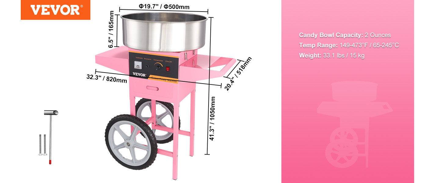 VEVOR Electric Cotton Candy Machine Commercial Floss Maker with Stainless Steel Bowl Sugar Scoop and Drawer for Birthday Party VEVOR Electric Cotton Candy Machine Commercial Floss Maker with Stainless Steel Bowl Sugar Scoop and Drawer for Birthday Party