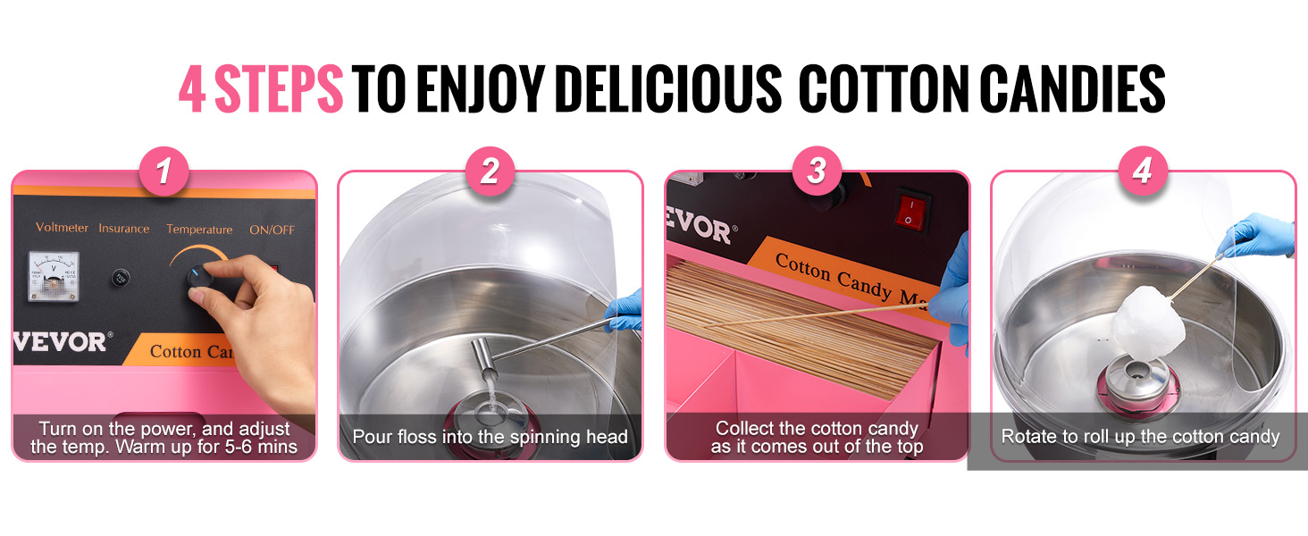 VEVOR Electric Cotton Candy Machine Commercial Floss Maker with Stainless Steel Bowl Sugar Scoop and Drawer for Birthday Party VEVOR Electric Cotton Candy Machine Commercial Floss Maker with Stainless Steel Bowl Sugar Scoop and Drawer for Birthday Party