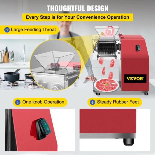 VEVOR 250kg/H Commercial Electric Meat Slicer Grinder Vegetable Cutter Shred Machine 850W Home Automatic Food Chopper Chipper - Image 6