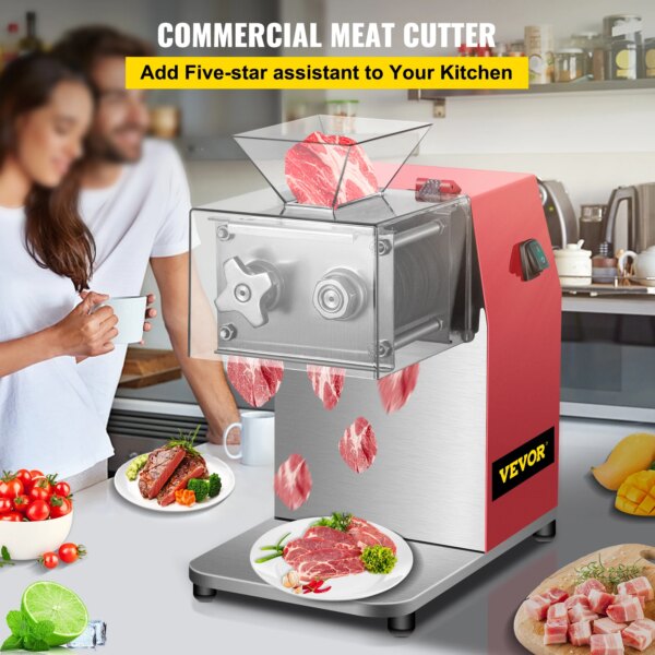 VEVOR 250kg/H Commercial Electric Meat Slicer Grinder Vegetable Cutter Shred Machine 850W Home Automatic Food Chopper Chipper - Image 2