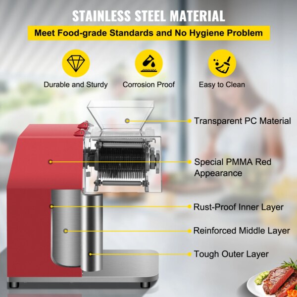 VEVOR 250kg/H Commercial Electric Meat Slicer Grinder Vegetable Cutter Shred Machine 850W Home Automatic Food Chopper Chipper - Image 3