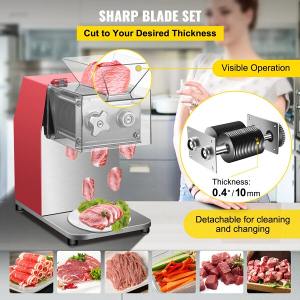 VEVOR 250kg/H Commercial Electric Meat Slicer Grinder Vegetable Cutter Shred Machine 850W Home Automatic Food Chopper Chipper - Image 5