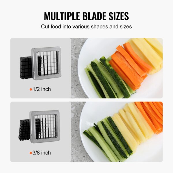 VEVOR French Fry Cutter Potato Slicer 1/2 3/8 1/4-Inch Stainless Steel Blades for Potato French Fries Cucumber Vegetables Carrot - Image 3